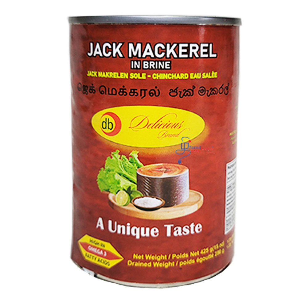 Jack Mackerel - 425g-In Brine - DB-Vaaniy Brand -மீன் டின் 