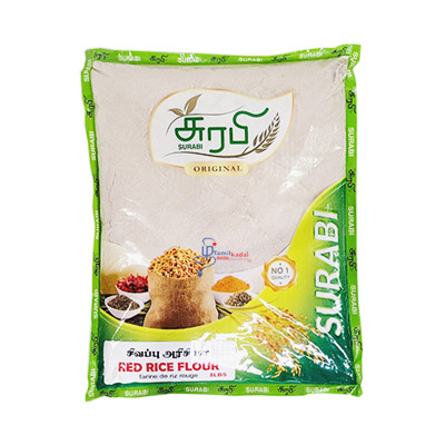 Roasted Red Raw Rice Flour (8 lb) -Surabi-வறுத்த சிவப்பு அரிசி மா