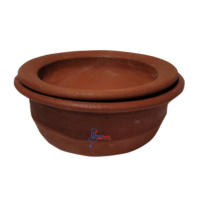 Mud Curry Pot With Lunch Plate-Large  - மண் கறிச்சட்டி, மண் கோப்பை 