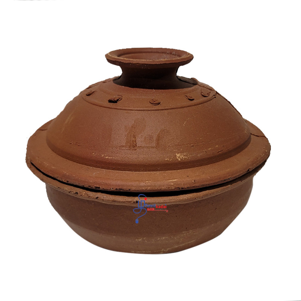 Mud Curry Pot With Handle lid - மண் கறிச்சட்டி, மூடி 