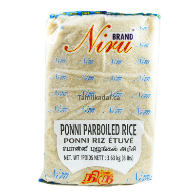 Ponni Parboiled White Rice (8 Lb) - Niru - பொன்னி புழுங்கல் வெள்ளை அரிசி